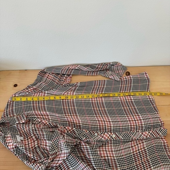 J Jill Ruffled Plaid Button Down Shirt Blouse Tea Rose L - Picture 15 of 16